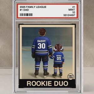 Placa de bloque de acrílico personalizada de hockey n.° 1, estilo tarjeta coleccionable para papá, hombre y niños, regalo para el Día del Padre, regalo de cumpleaños