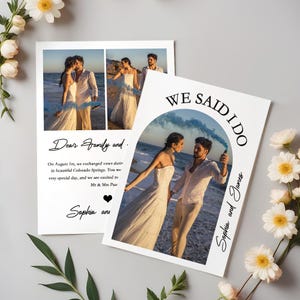 パーソナライズされた駆け落ちのお知らせ、結婚式のお知らせ、駆け落ち後のパーティーの招待状