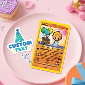 Carte d'anniversaire personnalisée à poke - Créez votre propre personnage de dessin animé personnalisé cadeau carte de jeu avec texte