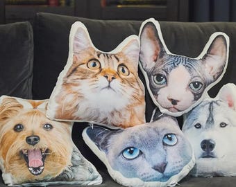 Custom Shaped Pillow Personalized Pet or Loved One in Full Body or Head Design Unique Gift for Home & Heart