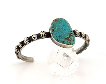 Bracciale in argento sterling e turchese Navajo forgiato Chimney Butte