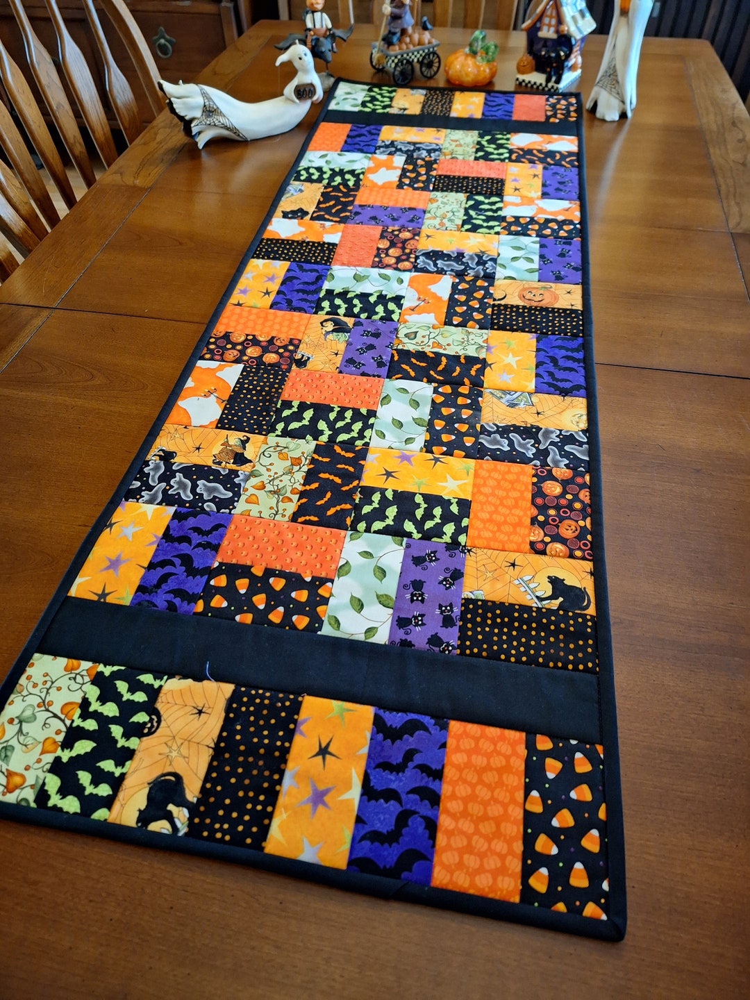 Handmade Quilted Reversible Halloween Table Runner, Table Topper - Etsy