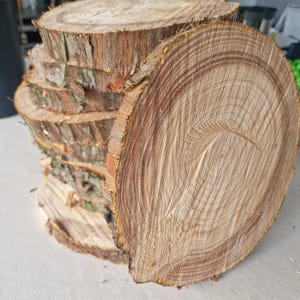 Unfinished Tree Slices Pine, Natural Pine Wood Rounds With Bark, Rustic Wedding Decor Supplies, Tree Rings For DIY Craft Projects