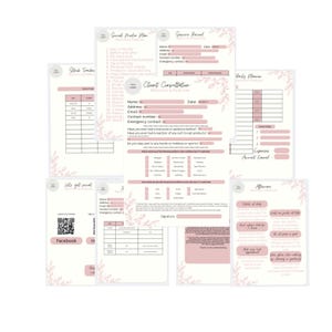 Pakiet dla technika paznokci. Konsultacja z klientem, opieka pooperacyjna, rejestr usług, planer dzienny i więcej. POBIERANIE CYFROWE