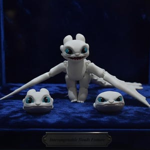 Articulated Pearl White Sky Dragon - 3D Printed Flexible Celestial Drake - Shimmering Fantasy Creature Fidget