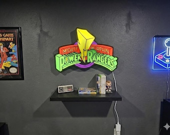 Letrero LED del equipo de superhéroes de los 90 - Decoración de pared retro de Action Squad - Lámpara de neón colorida y cambiante para sala de juegos