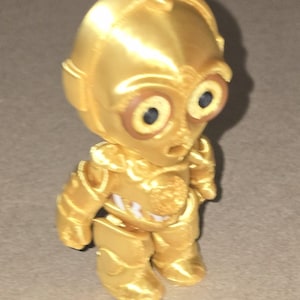 3D Printed Mini C-3PO Figurine – Fan Art Collectible | Gold Robot Droid Inspired Toy