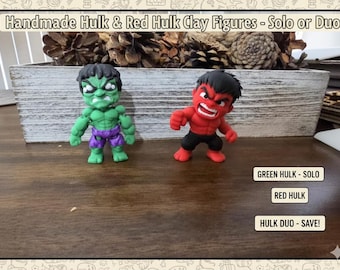 3D printed Hulk & Red Hulk Mini Figures | Marvel Inspired Chibi Desk Decor | Comic Book Fan Gift | Green and Red Hulk Duo or Single