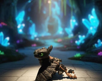 Mini Articulated Shadow Dragon - Pocket-Sized Flexible Drake - 3D Printed Mythical Desk Pet