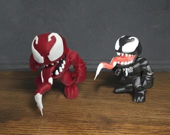 Venom and Carnage 3D Printed Figures - 80mm Symbiote Action Figure Set - Spider-Man Villain Collectibles - Desk Decor Gift for Marvel Fans