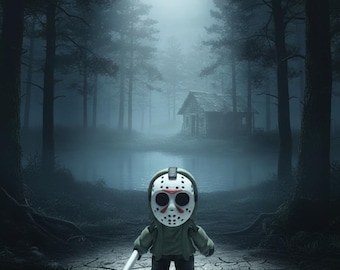 3D Printed Jason Voorhees Figure, Horror Desk Decor (80mm)