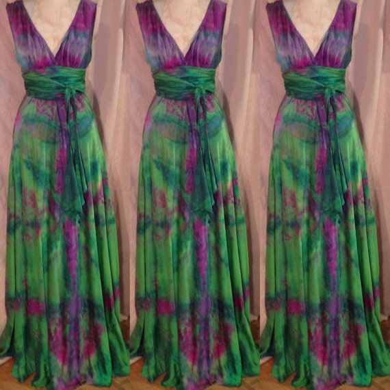 green and purple wedding dress