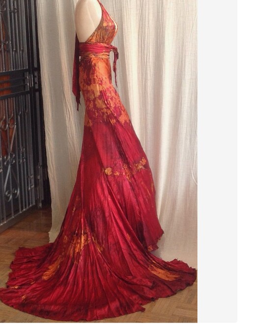 red gold wedding dress