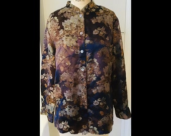 Brocade vintage plus size jacket blue gold bronze mother of the bride tie dyed