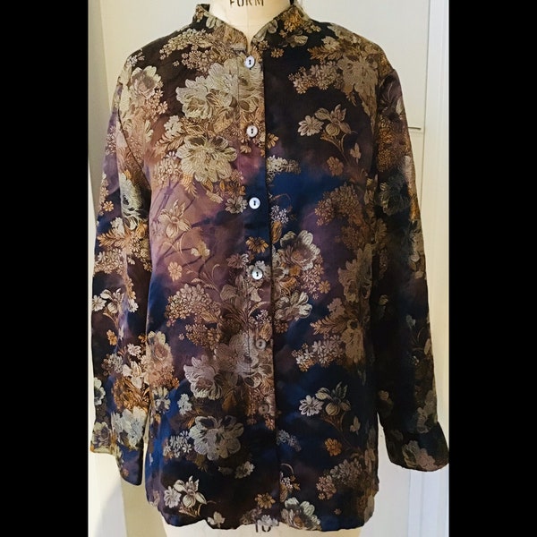 Plus Size Brocade 3 pieces Vest Coat with suit in Navy blue main image 0