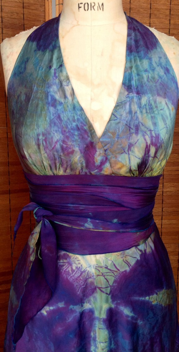 purple and turquoise wedding dress