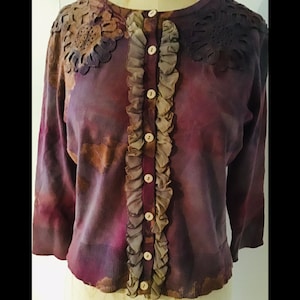 Tie dyed upcycled sweater Victorian fairie style hand dyed boho chic
