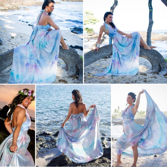 Silver Pink Lavender Turquoise Silk Halter Wedding Dress With Etsy