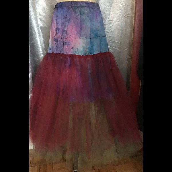 Silk and tuille crinoline skirt momo SoHo boho bridal fairie skirt hand made and hand dyed one of a kind