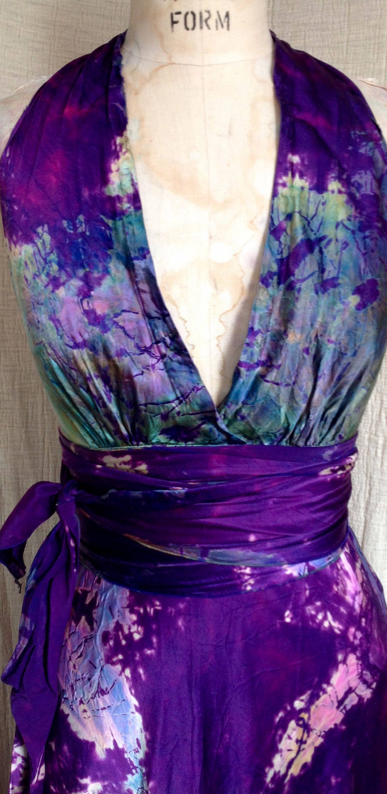 Purple Turquoise And Cream Short Wedding Dress Boho Chic Tie Etsy