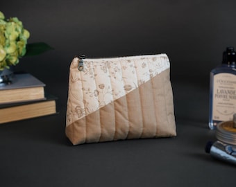 ¡Cuña pequeña con cremallera y diseño acolchado estilo francés campestre en color crema y beige!