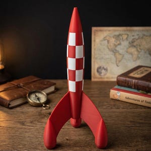 3D-gedruckte Tim-und-Struppi-Rakete zum Mond
