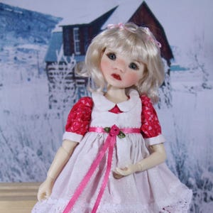 Wzór sukienka i fartuch dla Little Darling, moja łąka, i inne 13-calowe lalki