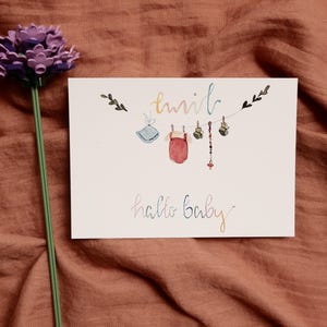 Postkarte zur Geburt (personalisierbar) auf Wunsch als Klappkarte in versch. Farben