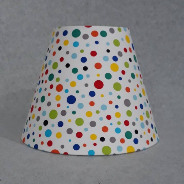 Polka dot lamp shade. Polkadot.   White, yellow, blue, green, red.  Shades are 9.5" x 5" x 7" tall