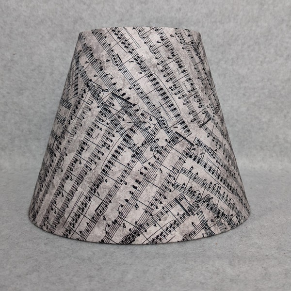 Sheet music lamp shade. Grey.  Gray.  Notes.  Shades are 9.5" x 5" x 7" tall