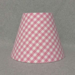 Pink Gingham Check lamp shade.  Checkered.  Pink and white.  Shade is 9.5&quot; wide at  the bottom, 5&quot; wide at the top and 7&quot; tall