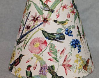 Hummingbird lamp shade.  Birds.  Sparkle.  Shine.  Trees.  Flowers. Shades are 9.5" x 5" x 7" tall