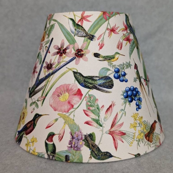 Hummingbird lamp shade.  Birds.  Sparkle.  Shine.  Trees.  Flowers. Shades are 9.5" x 5" x 7" tall