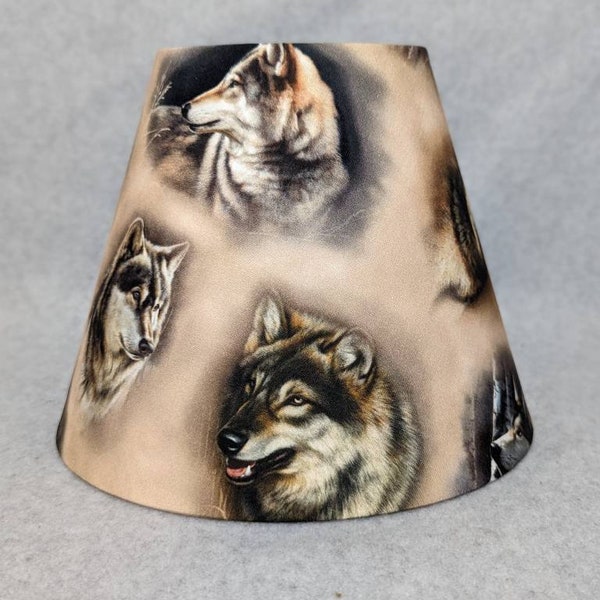 Wolves lamp shade.  Wolf.  Wolves are randomly placed on Shades. Shades are 9.5" x 5" x 7" tall