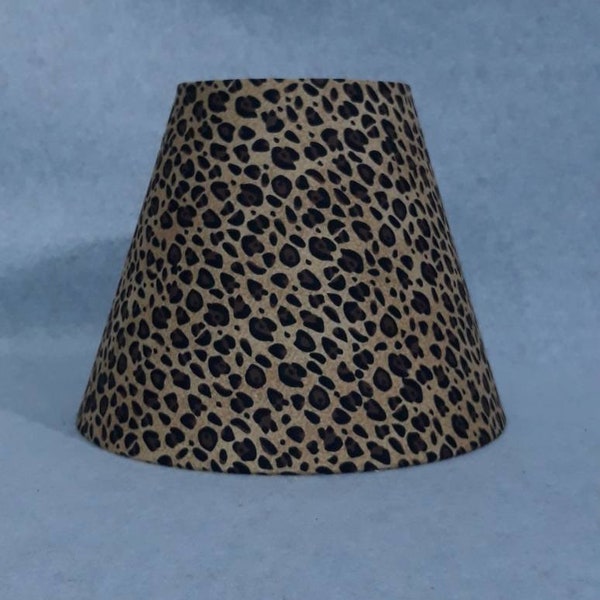 Leopard print lamp shade.  Safari.  Cheetah. Shades are 9.5" wide at the bottom, 5" at the top and 7" tall