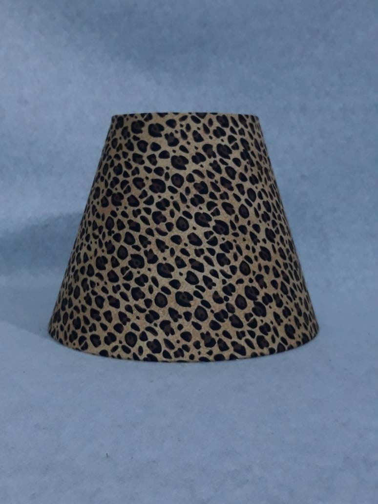 Leopard print lamp shade.  Safari.  Cheetah. Shades are 9.5" wide at the bottom, 5" at the top and 7" tall