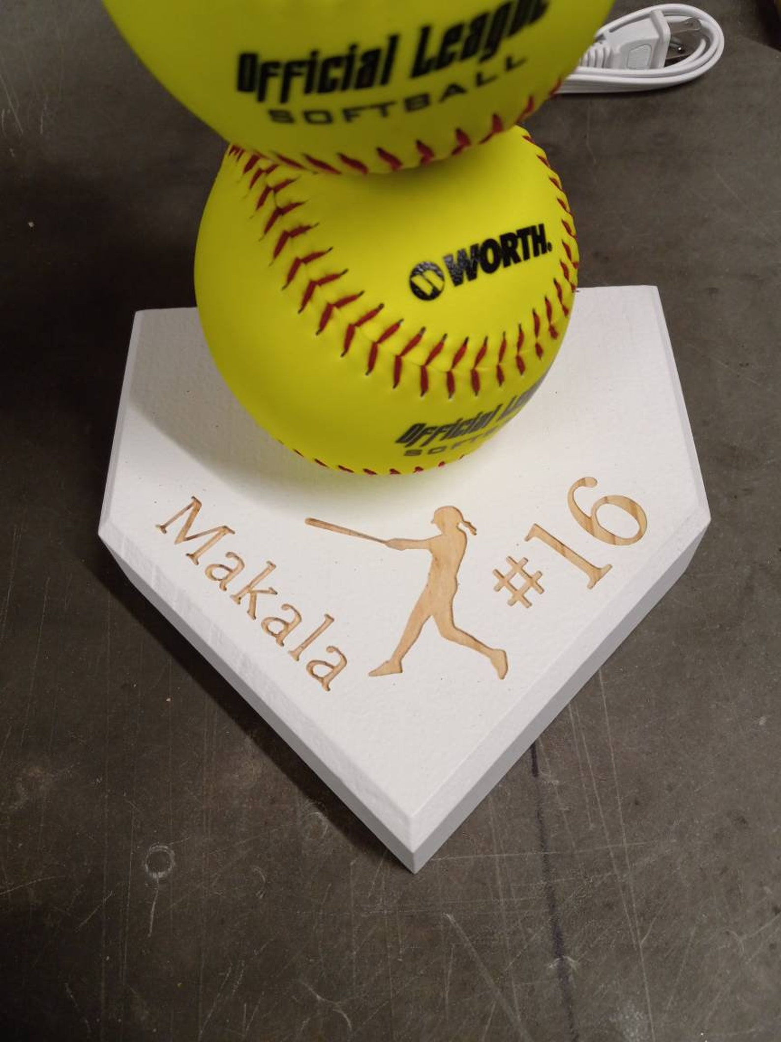 Softball Lamp. Made With Real Softballs. Yellow Balls. Etsy