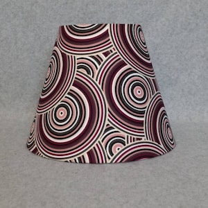 Circle lamp shade.  Circles. Brown. Cream. Pink.  Shades are 9.5&quot; x 5&quot; x 7&quot; tall