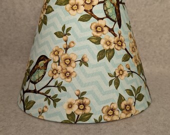 Wild birds on cherry blossoms lamp shade. Trees.  Flowers. Shades are 9.5" x 5" x 7" tall
