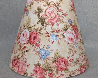 Vintage look roses lamp shade.  Rose. Blue, red, pink.  Colorful.  Plants.  Flowers. Shades are 9.5" x 5" x 7" tall