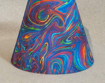 Colorful swirl lamp shade.  Marble pattern.  Shade is 9.5 wide at the bottom, 5" wide at the top and 7" tall
