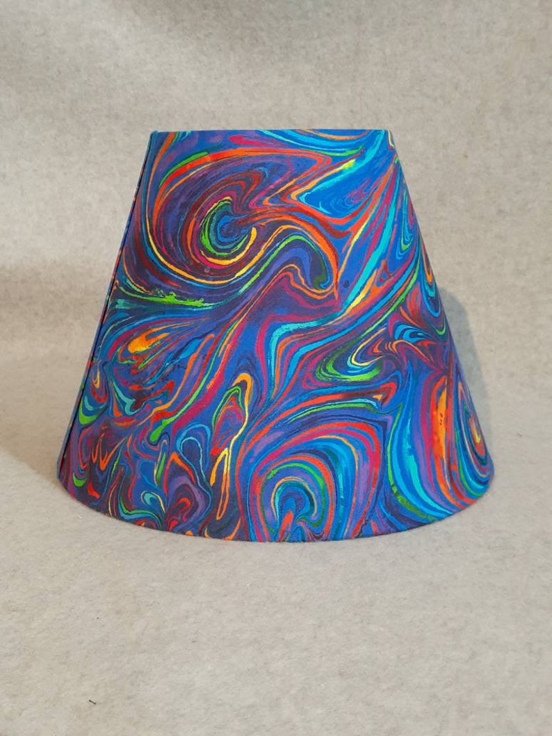 5 wide at the top and 7 tall Marble pattern Colorful swirl lamp shade Shade is 9.5 wide at the bottom
