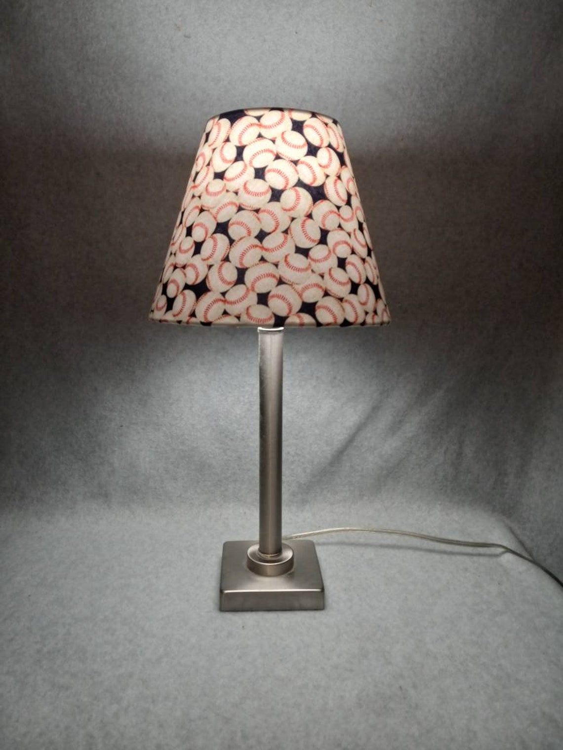 Baseball Lamp Shade Navy Blue With Baseballs. Shades Are Etsy