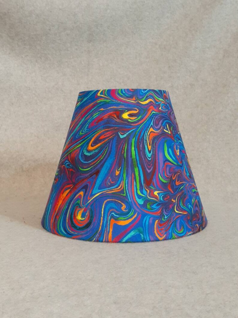 5 wide at the top and 7 tall Marble pattern Colorful swirl lamp shade Shade is 9.5 wide at the bottom