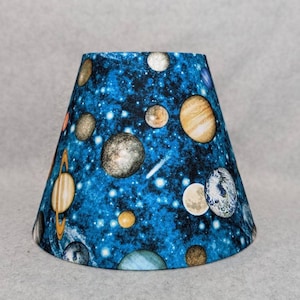 Outer space lamp shade. Galaxy.  Comet. Earth. Planets. Stars.  Shades are 9.5&quot; x 5&quot; x 7&quot; tall