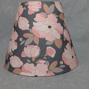 Pink flowers on greylamp shade.  Gray.  Garden.  Accent shade. Shades are 9.5&quot; x 5&quot; x 7&quot; tall