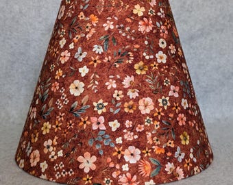 Blooming flowers lamp shade.  Rust colored background.  Spring. Fall.  Plants.  Flowers. Shades are 9.5" x 5" x 7" tall