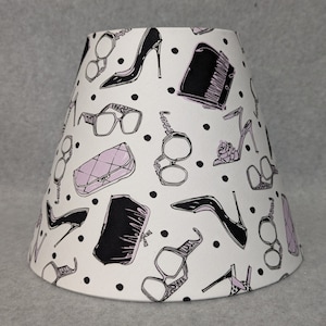 Fashion accessories lamp shade.  Shoes, heels, purses, glasses. Shades are 9.5&quot; x 5&quot; x 7&quot; tall