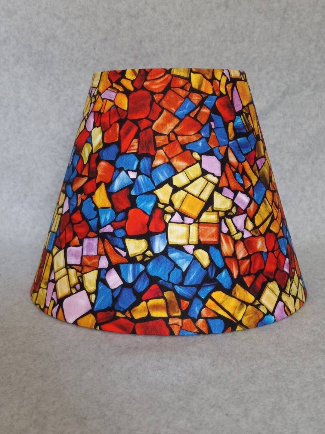 Fabric Stained Glass Look Lamp Shade. Realistic. Blue,red, Yellow