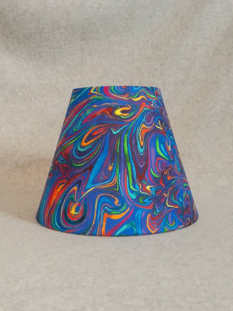 5 wide at the top and 7 tall Marble pattern Colorful swirl lamp shade Shade is 9.5 wide at the bottom